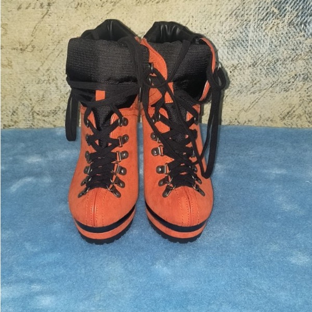 Xhilaration Orange and Black Heeled Boots